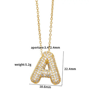 <span class=keywords><strong>Collana</strong></span> <span class=keywords><strong>con</strong></span> Ciondolo a Bolla <span class=keywords><strong>con</strong></span> Iniziali in Rame Dorato, 26 Lettere Maiuscole, <span class=keywords><strong>con</strong></span> Zirconia Cubica, Vendita Diretta dalla Fabbrica 2024 - Product Image 6