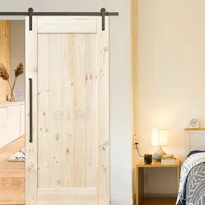 ヒートウッドステインまたはペイントグレードの節のあるアルダードア素朴なスタイルの無垢材のコア板納屋のドア