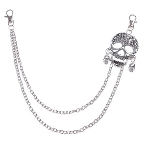 Punk Metal <b>Skull</b> Waist Chain Double Layer Zinc Alloy Hip Hop Style Pants Chain Daily Wear Accessory - Product Image 5