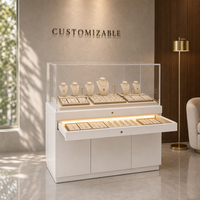 Comptoir de présentation de bijoux sur mesure avec vitrine en verre transparent, armoire de rangement blanche, vitrine pour bijouterie, vente en gros
