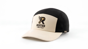 OEM 5-Panel Trucker Cap Embroidered Logo Adjustable Unisex Casual Hat Beige <b>Black</b> Twill Fabric - Product Image 2
