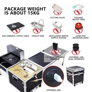 Set da Cucina per Campeggio all'Aperto Scatola Cucina Mobile da Campeggio Tavolo da Cucina Fornello Portatile Pieghevole da Auto per Campeggio ed Escursionismo all'Aperto - Product Image 5