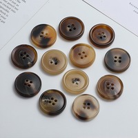 Kancing Resin Bulat Coklat Vintage Kustom 4 Lubang untuk Jas dan Kemeja Pria, Aksesoris Jahit Pakaian Hitam 4 Tanduk
