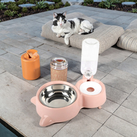 Gamelle à double fontaine automatique pour chien, en acier inoxydable, 4 pièces, fontaine à boire non humide, bol pour animaux de compagnie, adapté au chat