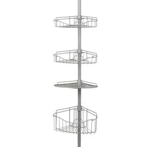 Modern <b>Corner</b> Hotel Use Simple Installation Bath Metal Mesh Shower Rack Height Adjustable Four Tier Powder Coated Caddy Shelf - Product Image 3