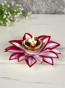 ตะเกียงทองเหลืองรูปดอกไม้ ชุบทอง ตกแต่งบ้าน งานโลหะขัดเงา - Product Image 4