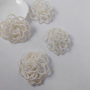 3Dフラワーデコレーション手作りDIY織りパール生地パッチ衣類ウェディングドレスアップリケ材料アクセサリーヘア - Product Image 3