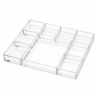 Plateau de service personnalisé en acrylique transparent à plusieurs compartiments pour bonbons, noix, organisateur de nourriture pour fêtes, présentoir alimentaire avec logo OEM