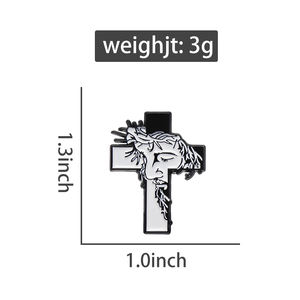 Großhandel Custom Jesus Emaille Pins Kreuz Abzeichen Schwarz Weiß Punk Schmuck Geschenke für Freunde Glaube für Revers Rucksack - Product Image 6