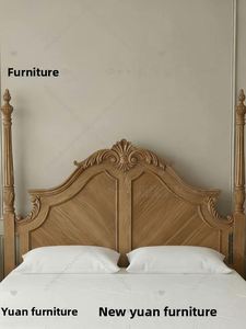 Light Luxury European Style Solid Wood <b>Bed</b> with Hand Carved <b>Headboard</b> Customizable <b>King</b> <b>Size</b> <b>Bed</b> for Home - Product Image 4