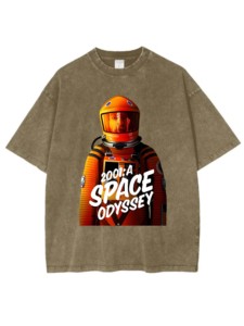 T-shirts unisexes Space Odyssey délavés et usés avec impressions numériques par transfert thermique basées sur des séries té<span class=keywords><strong>l</strong></span>évisées populaires, disponibles en plusieurs tailles - Product Image 3