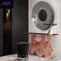 Table console d'entrée élégante et luxueuse en métal, sensation haut de gamme, design moderne, construction en bois massif, aspect saisissant