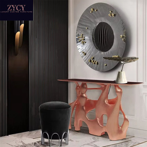 Elegante Consolle d'Ingresso in Metallo di Lusso, <span class=keywords><strong>Design</strong></span> Moderno di Alta Gamma, Montaggio <span class=keywords><strong>a</strong></span> Parete, Costruzione in Legno Massello, Impatto Visivo Sorprendente - Product Image 2