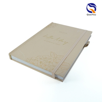 Échantillon disponible, conception personnalisée, logo en feuille d'or, reliure parfaite, couverture rigide, agendas et carnets avec marque-page en ruban