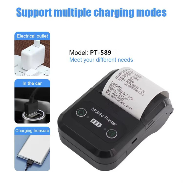 58mm Portable Thermal Printer Mini Blue Tooth POS Receipt Printer