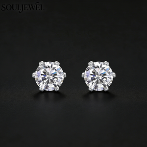 <span class=keywords><strong>Orecchini</strong></span> a Perno in <span class=keywords><strong>Argento</strong></span> 925 con Moissanite e Montatura Floreale a Sei Griffe, Gioielli Minimalisti di Lusso per Tutti i Giorni e Occasioni - Product Image 1