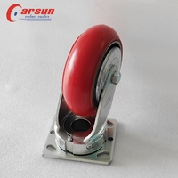 Roulettes industrielles robustes de 6 pouces, roues en polyuréthane avec noyau en fonte, roulettes pivotantes en acier avec plaque de recouvrement en fer rouge, OEM, garantie 1 an, 6 mm