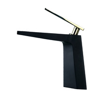 Keran Wastafel Modern Emas Hitam Perak, Terpasang di Dek, Air Panas & Dingin, Kuningan, Keran Wastafel Kamar Mandi & Dapur, Mixer