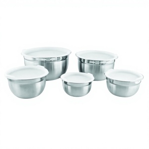 Juego de 5 piezas de tazón alemán de pared simple Premium de acero inoxidable al por mayor - Product Image 1
