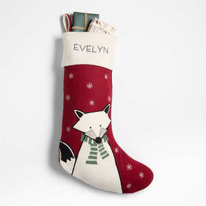 <span class=keywords><strong>Chaussette</strong></span> <span class=keywords><strong>de</strong></span> <span class=keywords><strong>Noël</strong></span> personnalisée en feutre écologique avec motif renard imprimé en sérigraphie pour la décoration familiale - Product Image 1