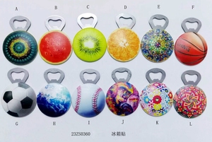 Imanes de Refrigerador Multifunción 2 en 1 Personalizados, Bolas de Frutas, Forma Redonda, Abridor Magnético, Abridor de Botellas de Vino, <span class=keywords><strong>Kiwi</strong></span>, Sandía, Béisbol - Product Image 2