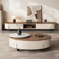 Meuble TV moderne durable en gros, ensemble de table basse, console multimédia en bois de noyer de luxe