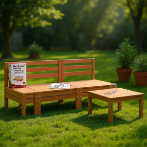 Ensemble de canapé de jardin en pin massif brun ciré, 2 places, meubles d'extérieur modulaires - Product Image 2