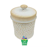 Vente en gros Ensembles de bidons Stockage galvanisé Bocaux de bouteille de nourriture Boîte en métal Petit pot de fleurs en étain avec couvercle