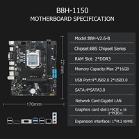 Tout nouveau M-ATX B8H B85 H81 1150 carte mère 4th génération Intel I7 I5 I3 CPU prise en charge DDR3 M.2 NVME SATA USB3.0 pour ordinateur de bureau