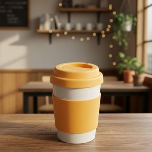 Mug en bambou réutilisable classique de 12 oz - Mug de voyage portable, compatible micro-ondes et lave-vaisselle, gobelet à café sans BPA, cadeaux écologiques - Product Image 1