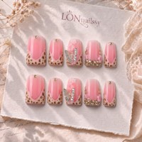 Uñas Postizas Francesas de Almendra Mediana 3D Hechas a Mano con PMMA, Exclusivas de Marca, ODM OEM, Cobertura Completa, 10 Piezas