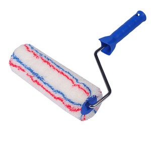 10in Industrial Grade Hot Selling Sewn Red Blue Stripes Acrylic Customizable Paint Roller <b>Brush</b> OEM Support for Wall Painting - Product Image 3