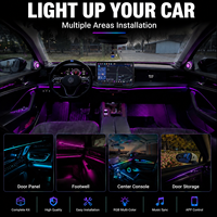 Kit d'éclairage ambiant universel pour voiture, LED acrylique RGB 18 en 1, contrôle par application, synchronisation musicale, logo personnalisé, directement de l'usine