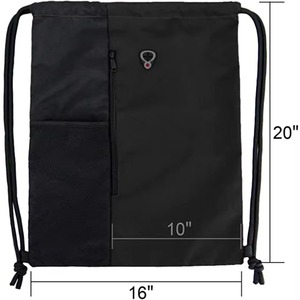 Women Men <b>Waterproof</b> Polyester Custom Logo Printed Size Large Mesh Sports Gym Pocket Makeup Backpacks <b>Drawstring</b> <b>Bag</b> With Zipper - Product Image 2