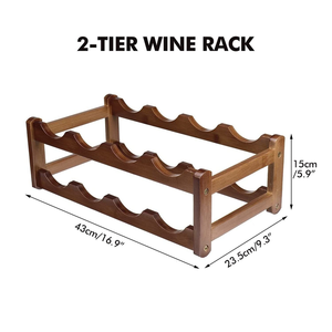 Portabottiglie per Vino Autoportante Moderno ed Ecologico in Legno a Strisce, a 2 Livelli, Capacità 18 Bottiglie, Scaffale Decorativo per Bar - Product Image 2