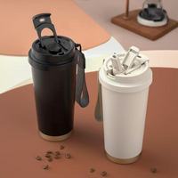 Tasses isothermes de voyage en acier inoxydable avec couvercle rabattable, mugs à café à double paroi sous vide pour la salle de sport, le camping et le bureau
