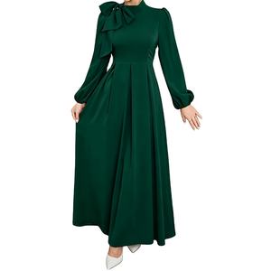 Vestido de mujer elegante con cuello de lazo grande a la moda, vestido de <span class=keywords><strong>fiesta</strong></span> de cumpleaños femenino de manga larga - Product Image 5