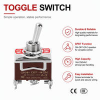 Interrupteur à bascule robuste SPDT marche-arrêt-marche 3 voies en métal 30A 12V DC filetage M12x0.75mm 3 broches pour machines industrielles