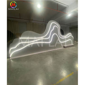 モダンラグジュアリー3Dデザイン装飾PVC + アクリル結婚式背景LEDライト付きホワイト工場直販 - Product Image 2