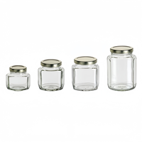 Bocaux en verre ovales et hexagonaux de 3,75 oz, 6 oz, 9 oz et 12 oz avec couvercle doublé de plastisol doré/noir/blanc