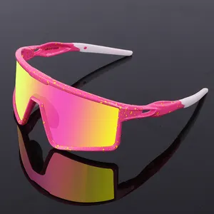 Gafas de Sol de Ciclismo de golf para mujer, lentes de espejo Rosa planas con logotipo OEM de montura completa, UV400