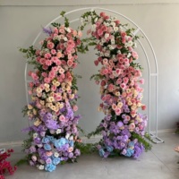 KE-HOA004 Arche de Mariage Fleurie en Corne de Rose, Décoration d'Arche Florale Artificielle en Soie pour Cérémonie