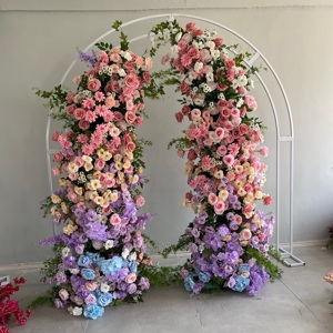 KE-HOA004 cưới hoa hồng sừng hoa vòm bối cảnh đám cưới vòm hoa sắp xếp hoa lụa nhân tạo trang trí vòm hoa - Product Image 4