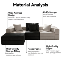 Nordisches Minimalistisches Ausziehbares Modulares Sofa Rahmenloses Samt-Stoffsofa Hochdichter Rückfedernder Schwamm Anpassbare Farbe