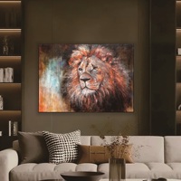 Nouvelle peinture sur toile de grande taille, motif animal lion texturé en couleur, art mural, 100*140cm