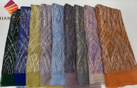 Luxe nouveau paillettes dentelle mariée perlée tissu brodé séquence dentelle pour soirée robe perlée paillettes dentelle pour mariage