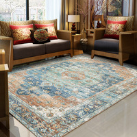 Tapis turc persan rétro pour salon, style bohème ethnique, tapis mural, tapis de bureau, polyester épais, motif géométrique