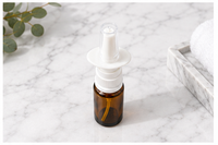Bouteilles en PET ambrées cylindriques de 10 ml, 15 ml, 30 ml, pompe nasale, vaporisateur à fine brume pour cosmétiques, parfums, usage pharmaceutique, couleurs personnalisées