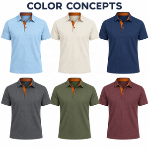 <span class=keywords><strong>Polo</strong></span> da <span class=keywords><strong>Uomo</strong></span> Azzurro Testurizzato a Maniche Corte con Abbottonatura Arancione a Contrasto, T-shirt <span class=keywords><strong>Polo</strong></span> Casual per Business e Resort - Product Image 4