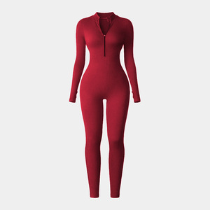 <span class=keywords><strong>Mono</strong></span> Deportivo de Yoga para Mujer, de Una Pieza, Transpirable, Sin Costuras, con Cierre, Cuello Alto, Mangas Largas y Orificios para Pulgares - Product Image 3